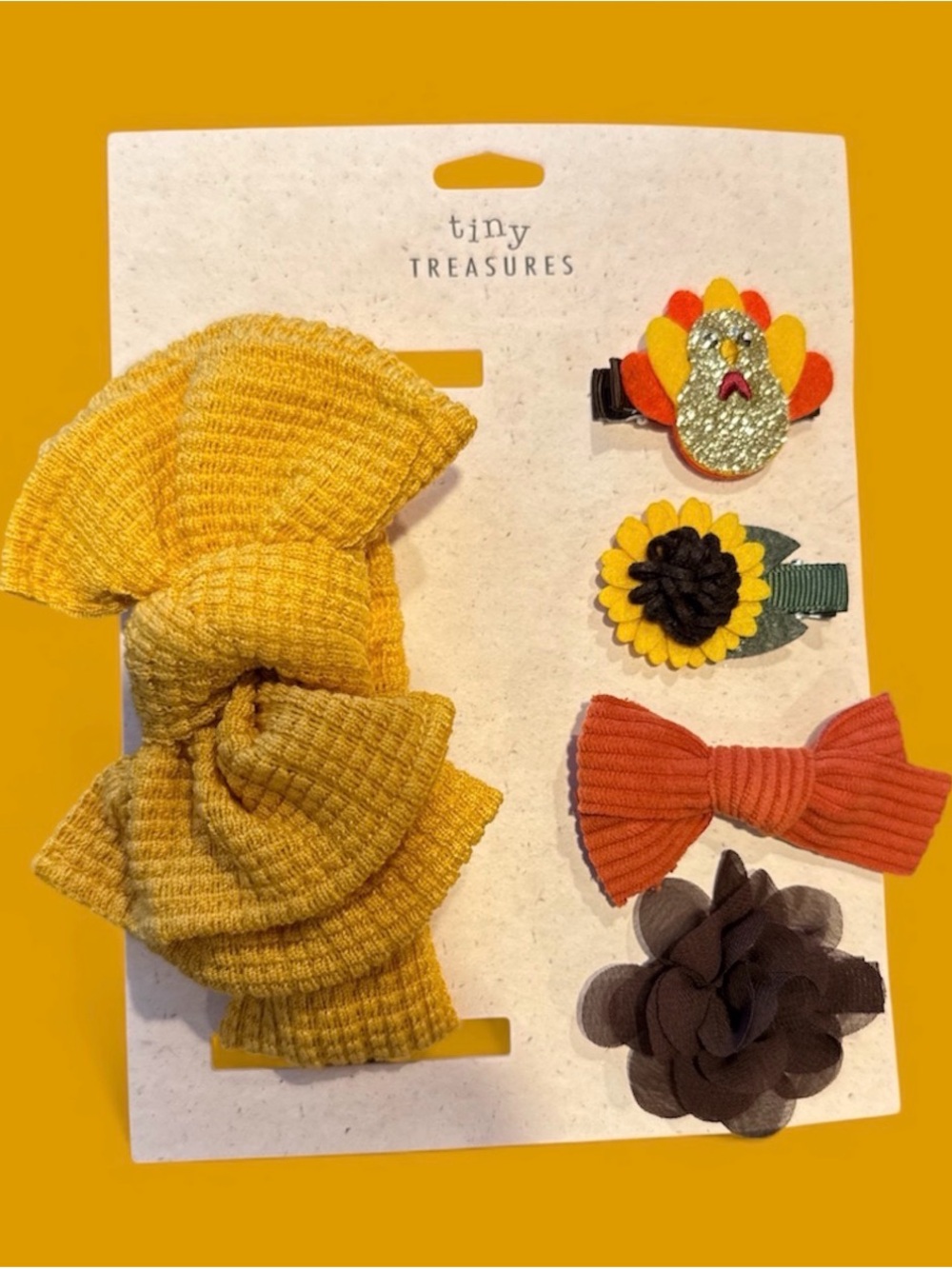 Tiny Treasures Fall Thanksgiving Headband & 4 Clip Set Babies or Toddlers NWT
